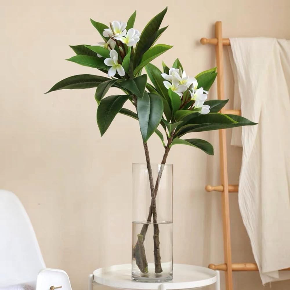 35.5 Inch Artificial Flowers Artificial Frangipani Flower 2 Pack Lifelike Rea…
