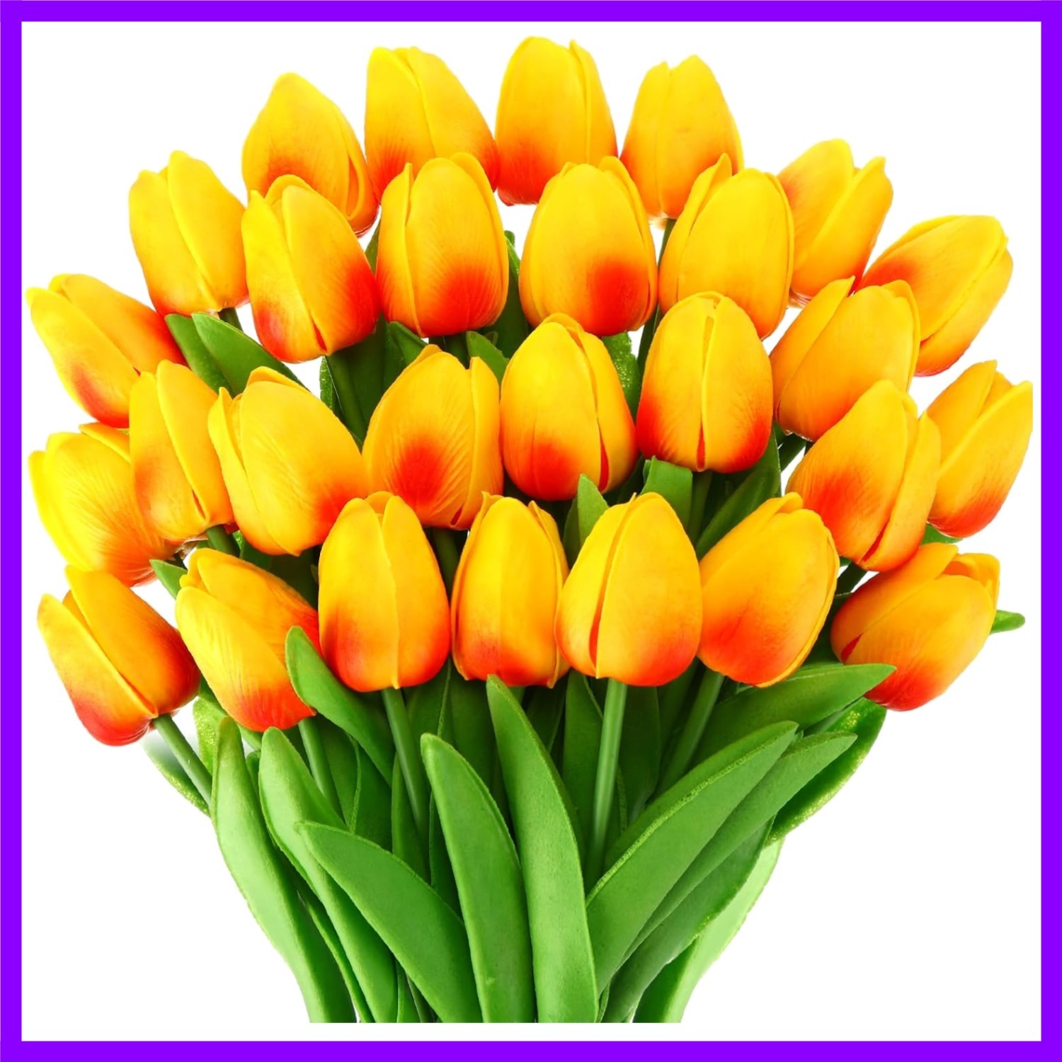 30 PCS Gold Yellow Tulips Artificial Bouquet Real Touch Faux Flowers Decor