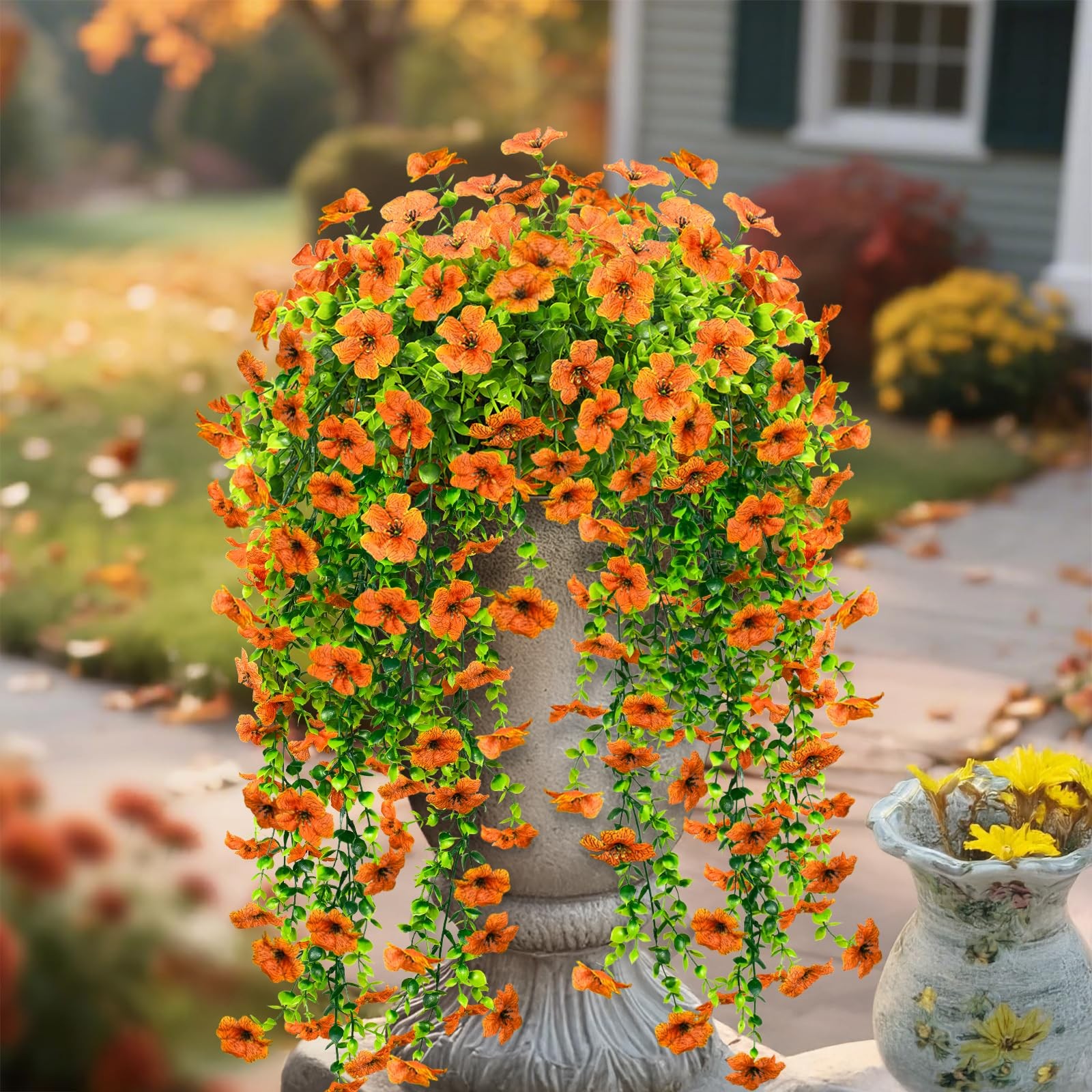 4 Pcs Artificial Outdoor Hanging Plants Fall Decoration UV Resistant Faux Sil…