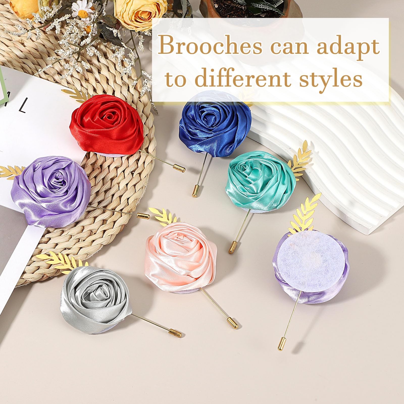 4 PCS Silver Groom Rose Boutonniere Pins 4.7×2 Inch For Prom Formal Party