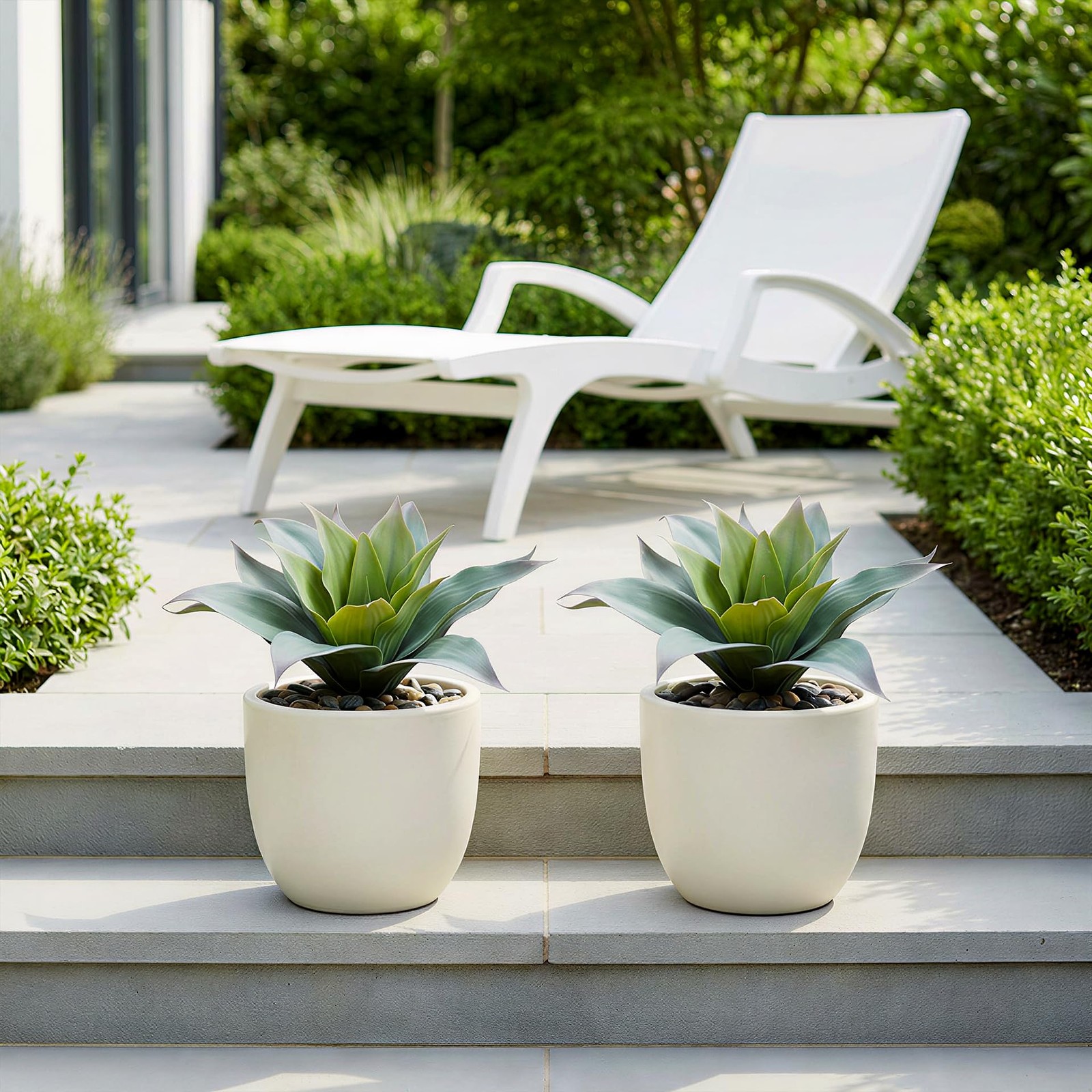 Artificial Agave Plant Outdoor Realistic Fake Succulent 2PC Green