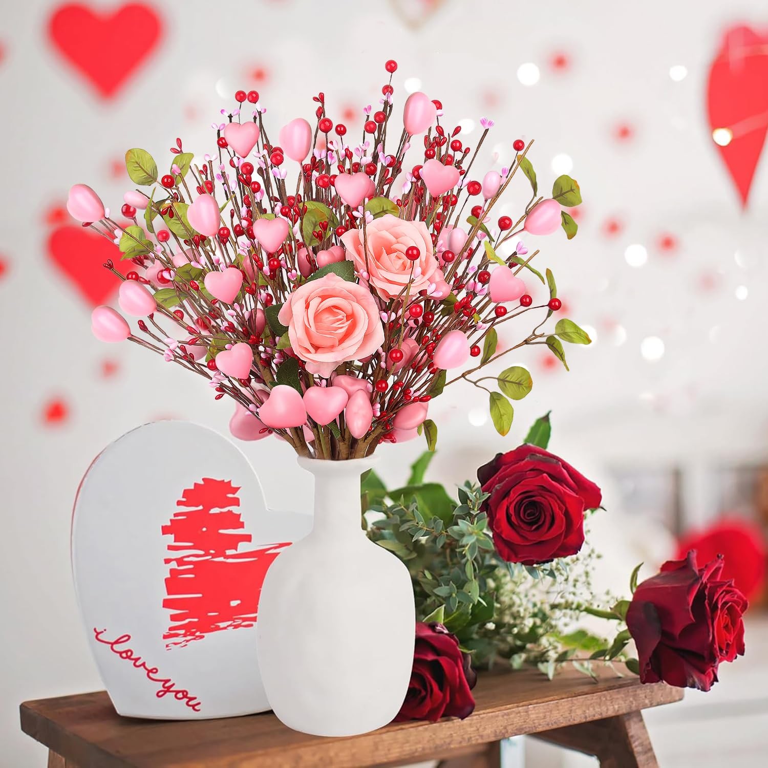 Valentines Day Gifts Valentines Day Decorations 8PC Pink Heart Shaped Valenti…