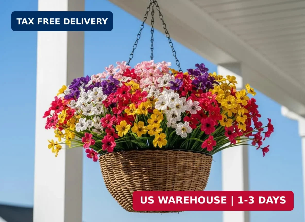 20 Bundles Artificial Outdoor Flowers UV Resistant Faux Plants for Outside Decor