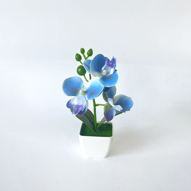 Artificial Orchid Arrangement 3 Bloom 7.09in with Square Pot for Living Room