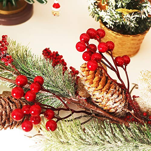 20pcs 7in Artificial Red Berry Picks for Xmas Tree & Wreath Decor