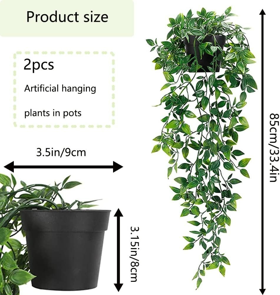 85cm Faux Ivy Hanging Plants in Pots – No Maintenance Greenery for Home & Office