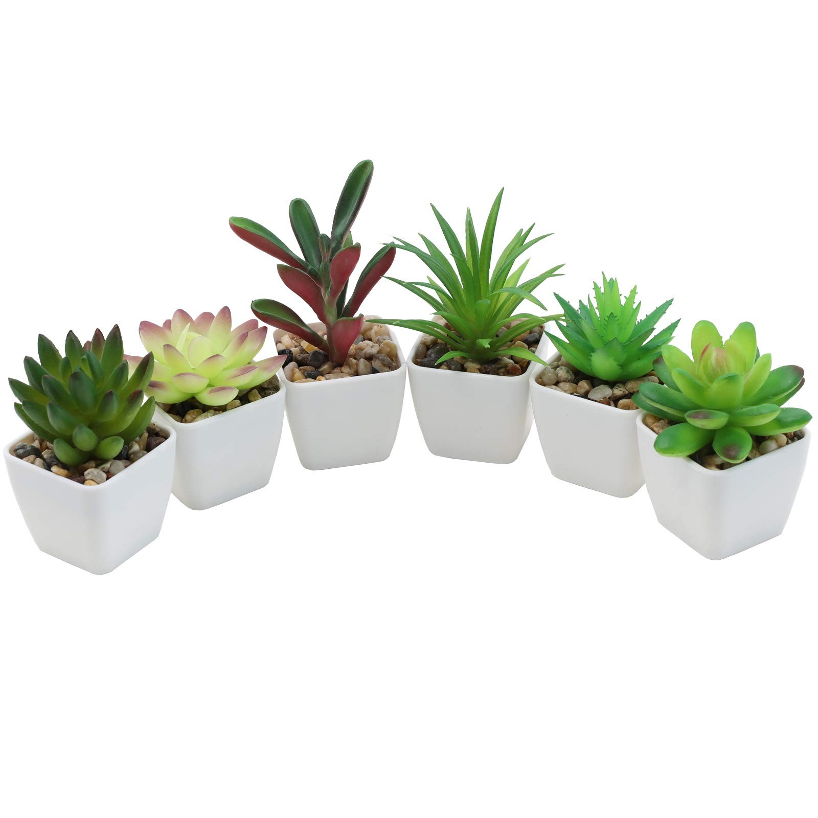 Mini Fake Plants in Small Succulents Potted Ceramic Pots Artificial Faux Asso…