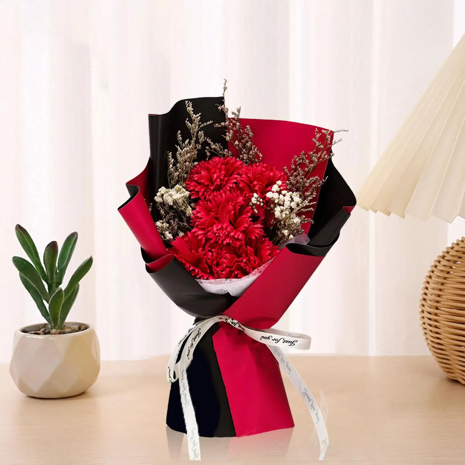Scented Soap Flower Bouquet Soft Touch Realistic 30X18Cm Handmade Anniversary