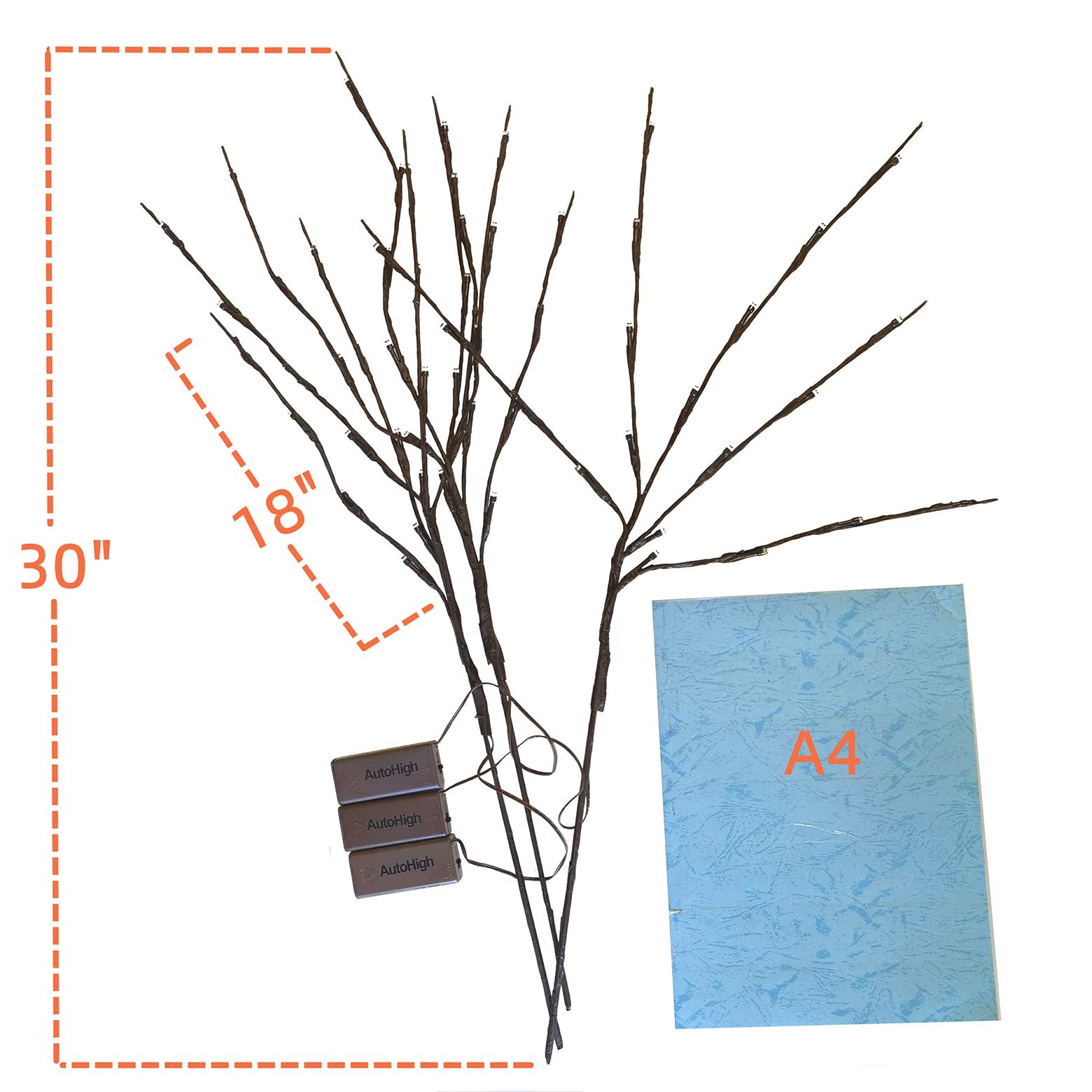 3 Pack Warm White Lighted Branches 60 LED Twig Lights Lighted Plants Artificial