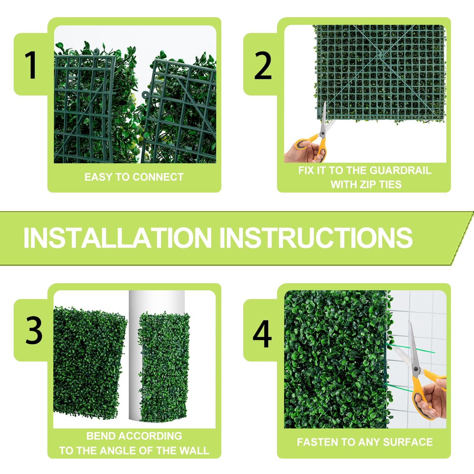 12Pcs 10″ x 10″ Grass Wall Panels, Anti-Fade Greenery Wall