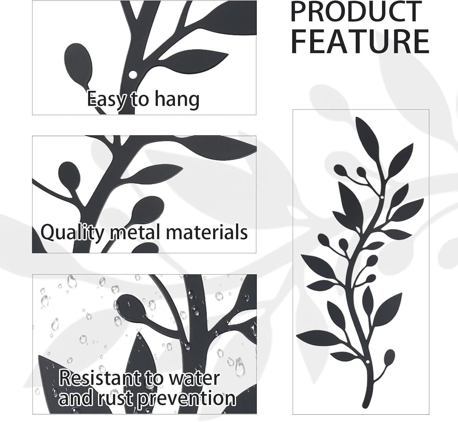 2 Pieces Metal Vine Olive Branch Leaf Wall Decor,Tree Leaf Wall Decor for Liv…
