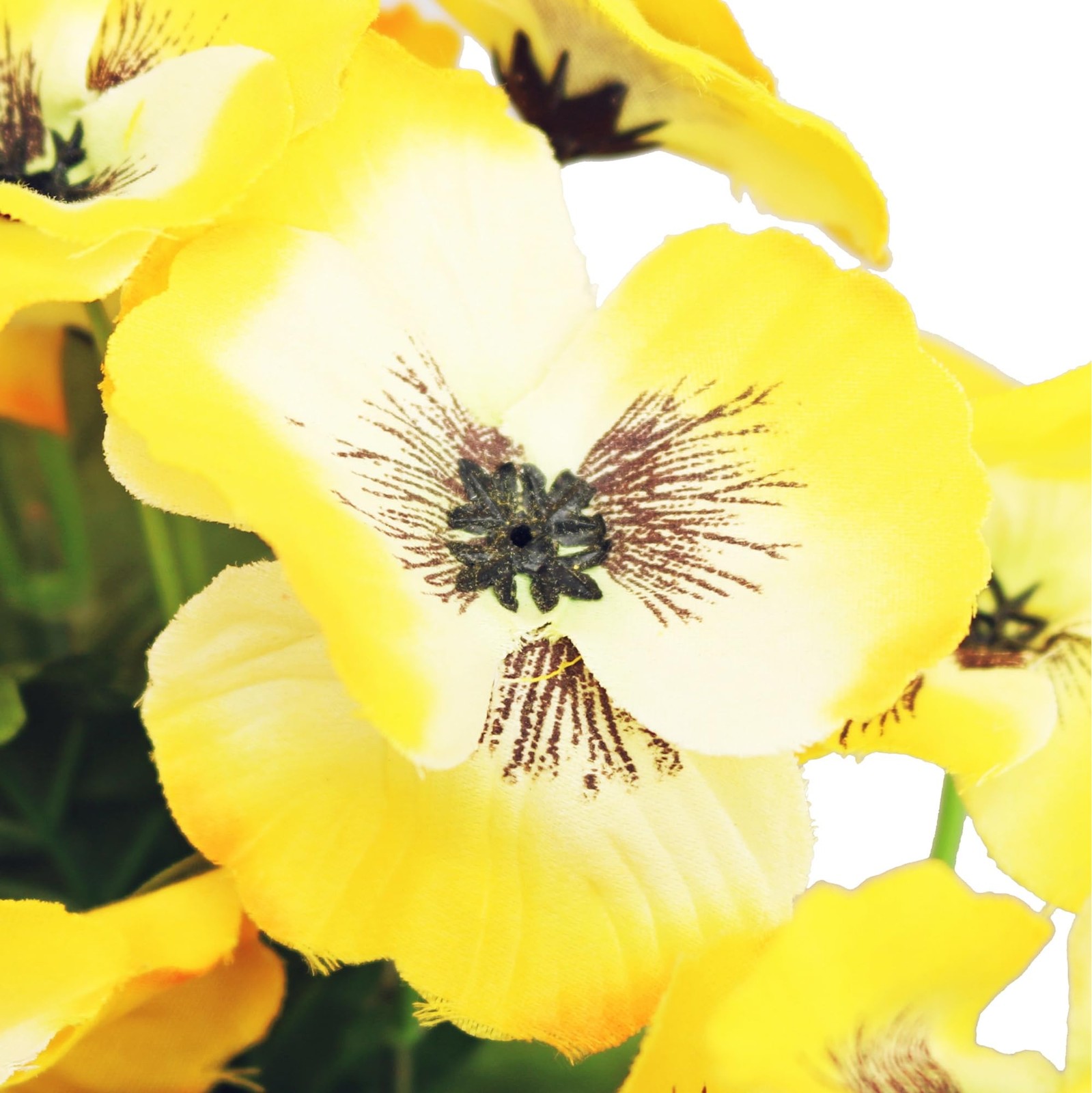 17 Inch Artificial Pansy Flowers Home Office Wedding Decor Yellow Bouquet