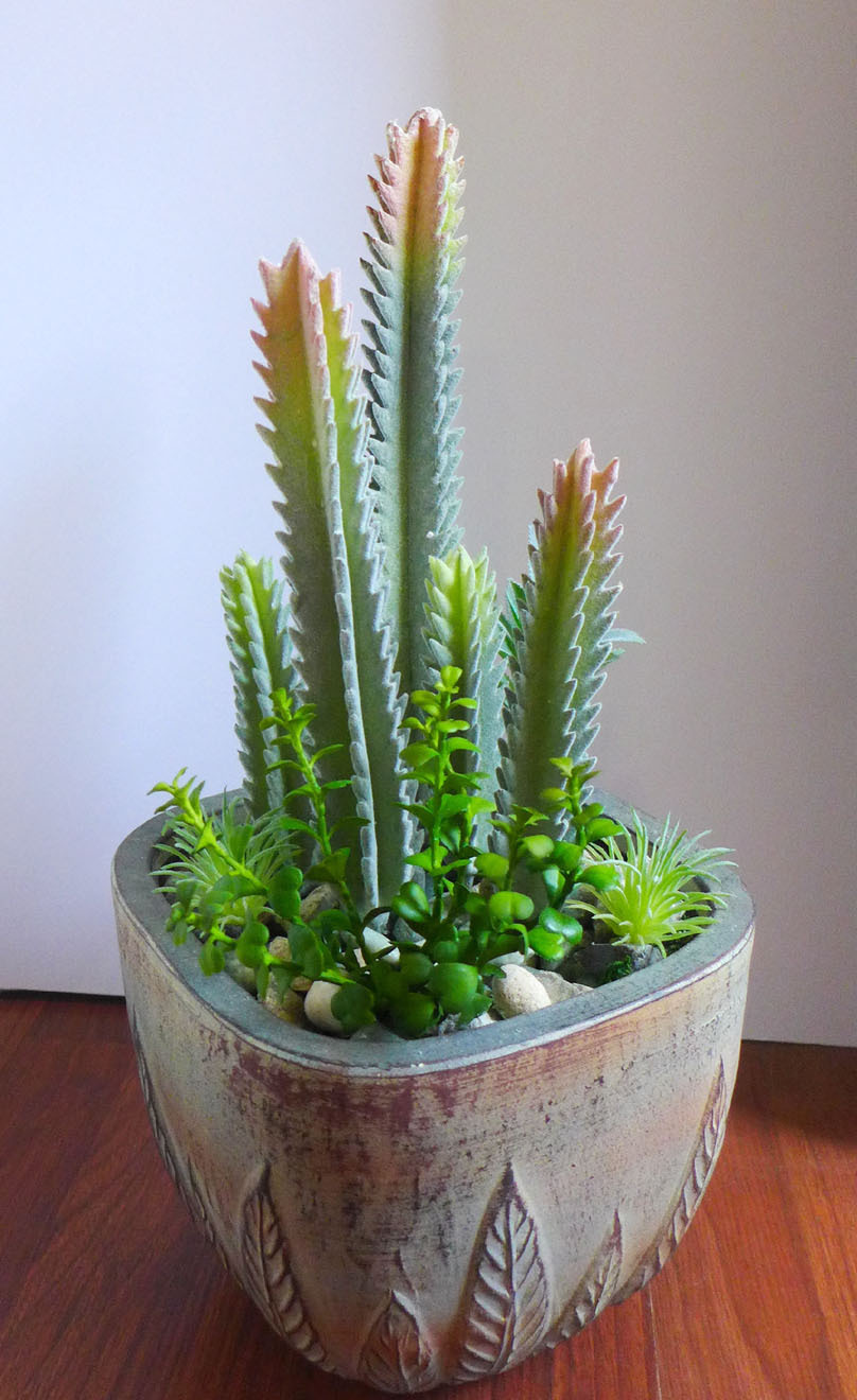 Set of 9 Flocking Artificial Succulents Plants Coral columns Mini Pine Tree