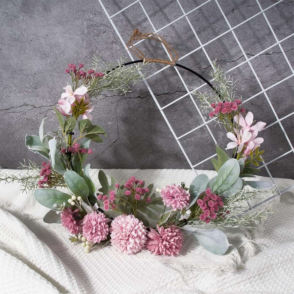 41cm Door Wreath with Dahlia and Green Leaves for Indoor and Outdoor Use
