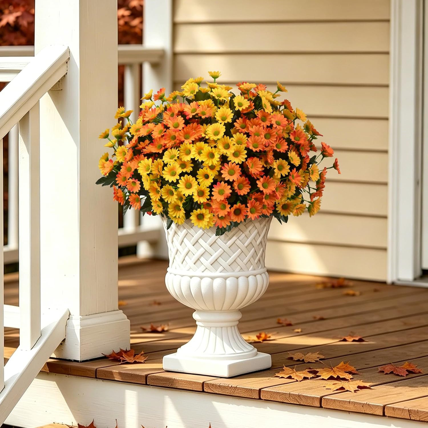 12 Bundles Fake Dasiy Artificial Mums Flowers for Outdoors Decoration