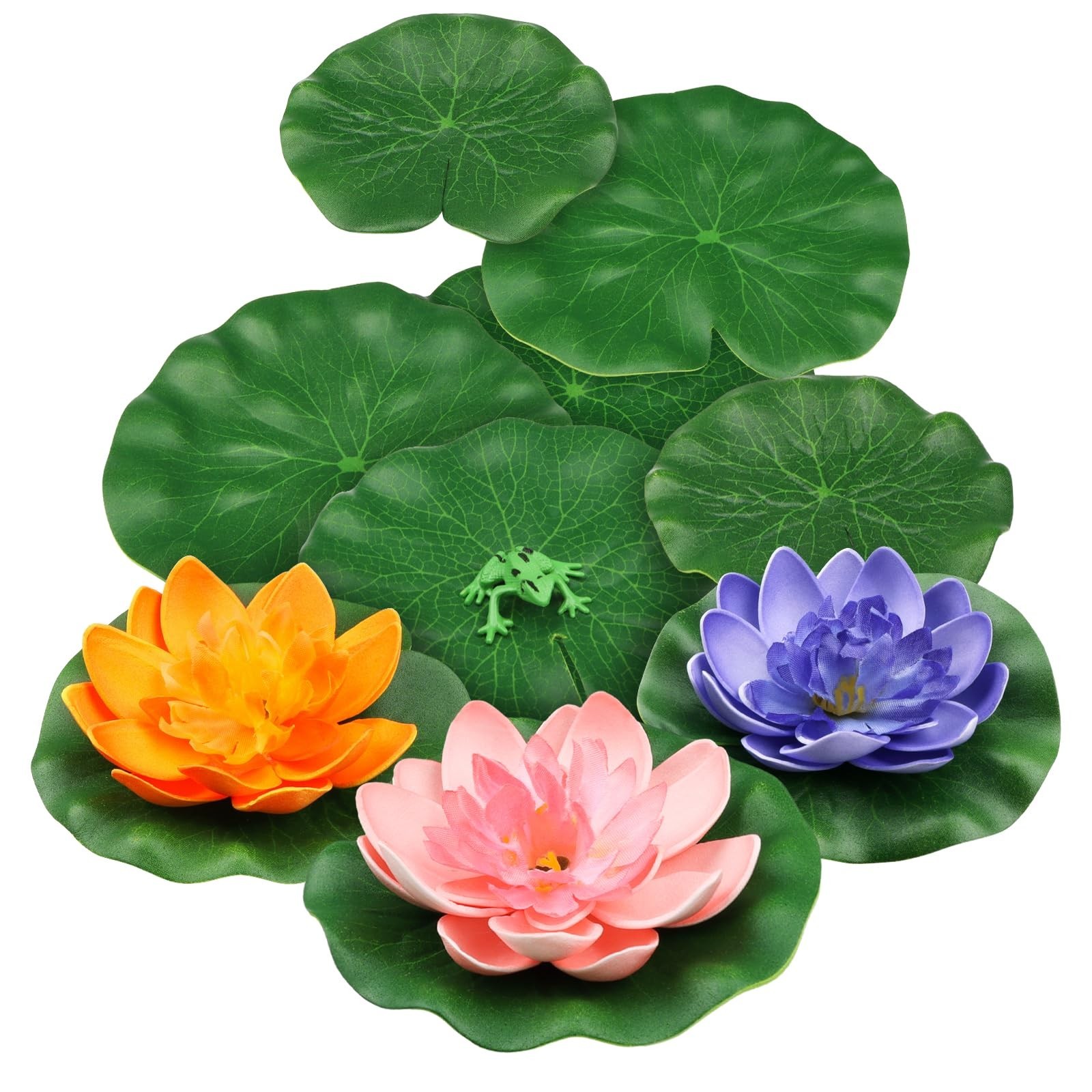 10Pcs Floating Foam Lotus Flowers Lily Pads Pond Pool Aquarium Decor Set New USA