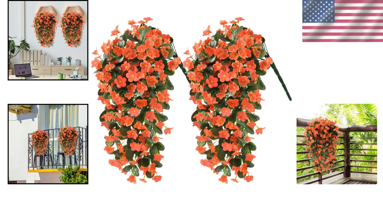 UV Resistant Faux Hanging Flowers – 2PCS Realistic Silk Vines for Outdoor Decor