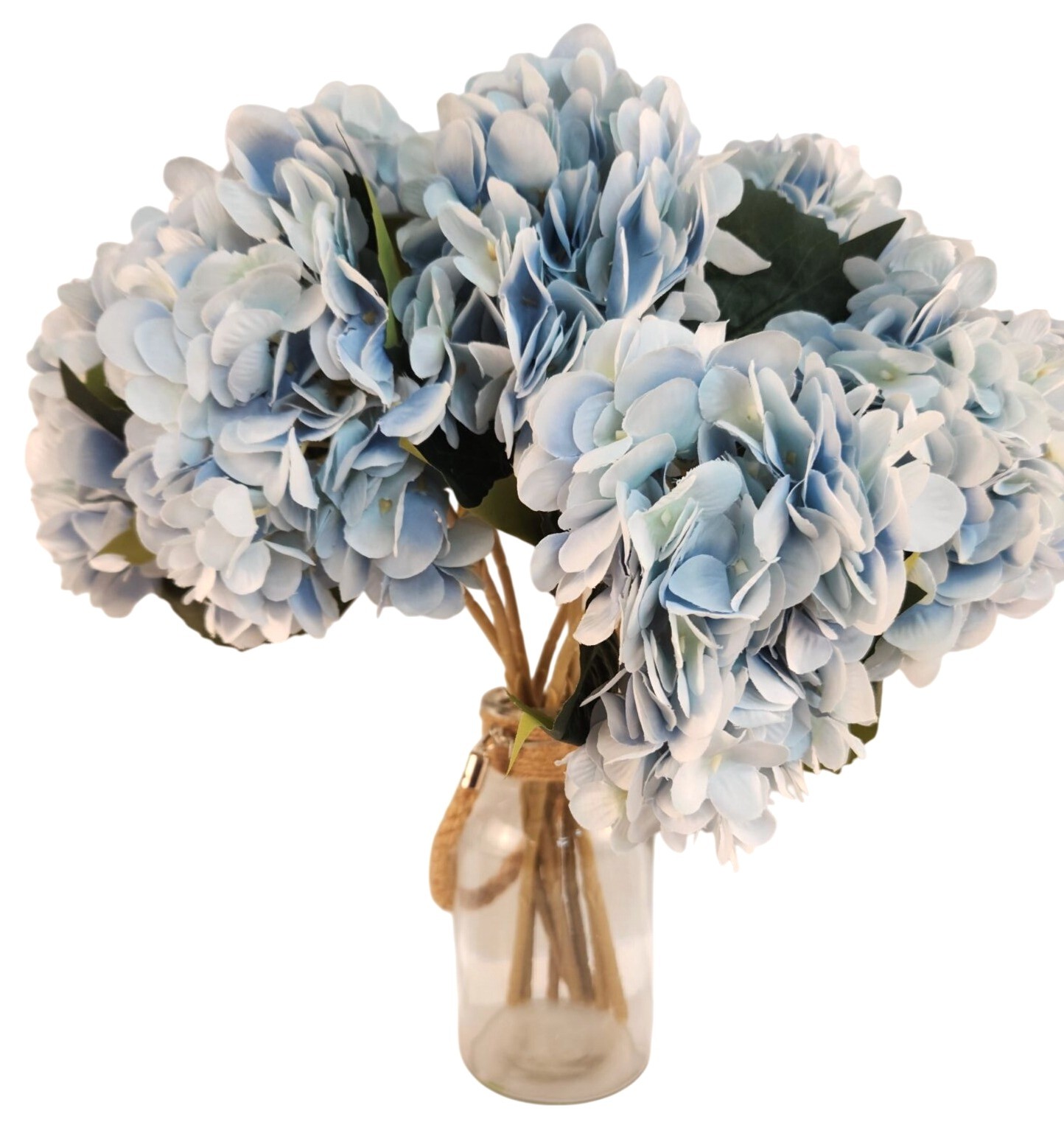 Soft Blue Faux Hydrangea Stem 18 Inch Wedding Artificial Silk Flower Large Bloom