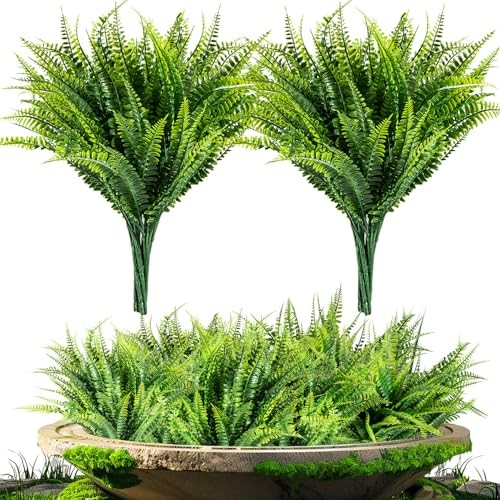 10PCS Fake Fern Outdoors – Ferns Artificial Plants for Outdoor Ferns That Look