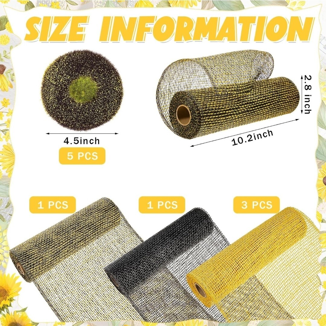 20 Pcs Poly Burlap Mesh and Disc Florets of Sunflower Center NEW