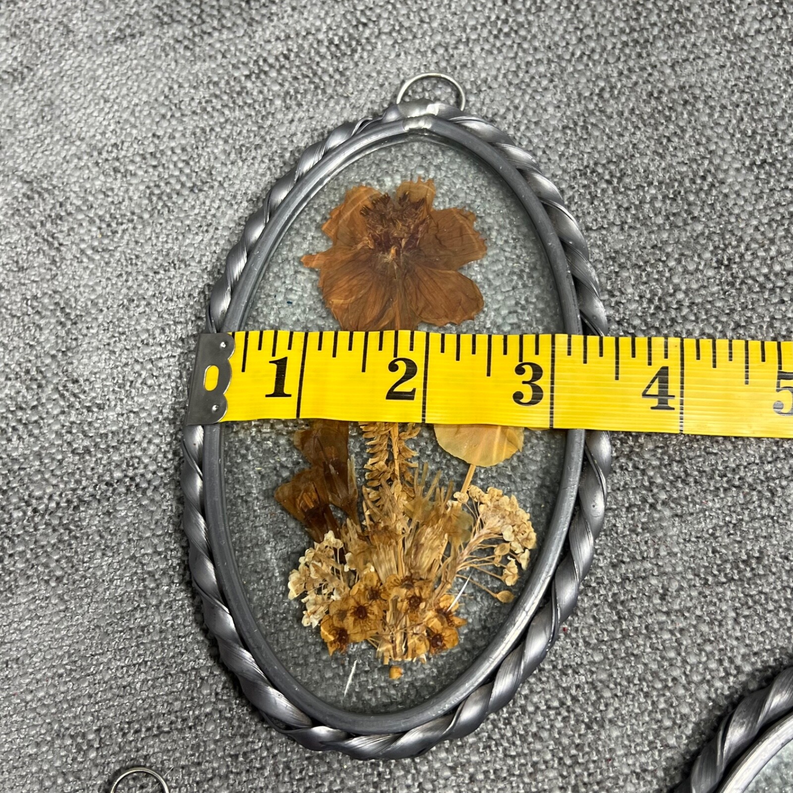 3 Lasting Impressions Dried Flower Wall Hangings Twisted Pewter Frames USA Made