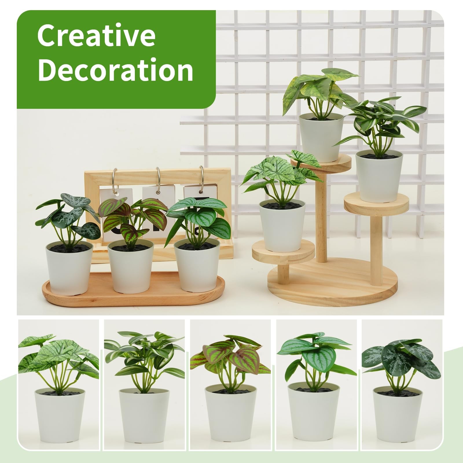 Artificial Small Plants in Pot Fake Mini Potted Greenery Home Decoration