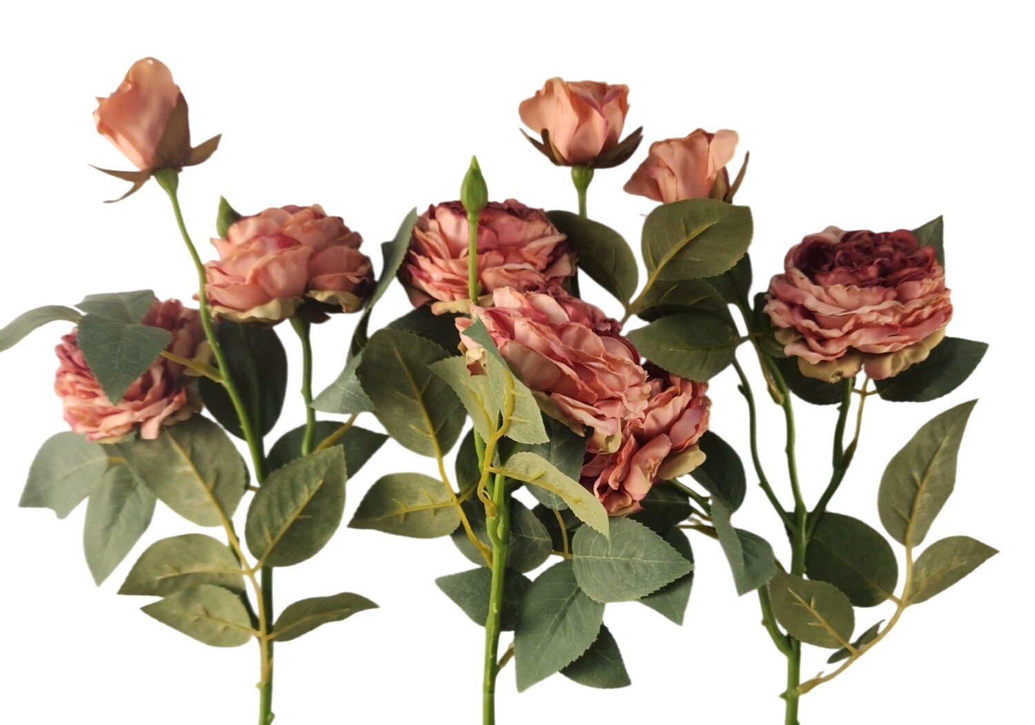 Dusty Mauve Rose Stem Faux Rose Spray Artificial Garden Rose Stem Vintage Mauve