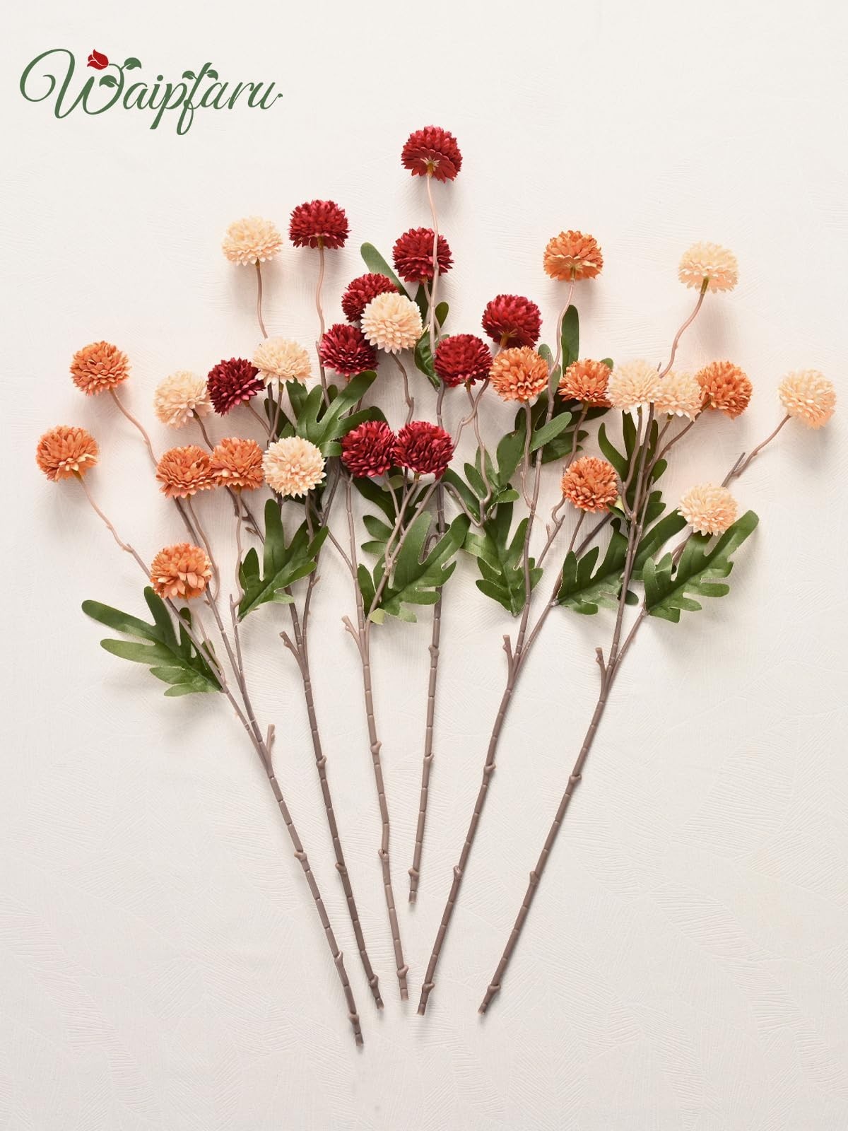 10pcs Faux Silk Pompon Flowers, Mini Chrysanthemums, Fall Decor Centerpieces