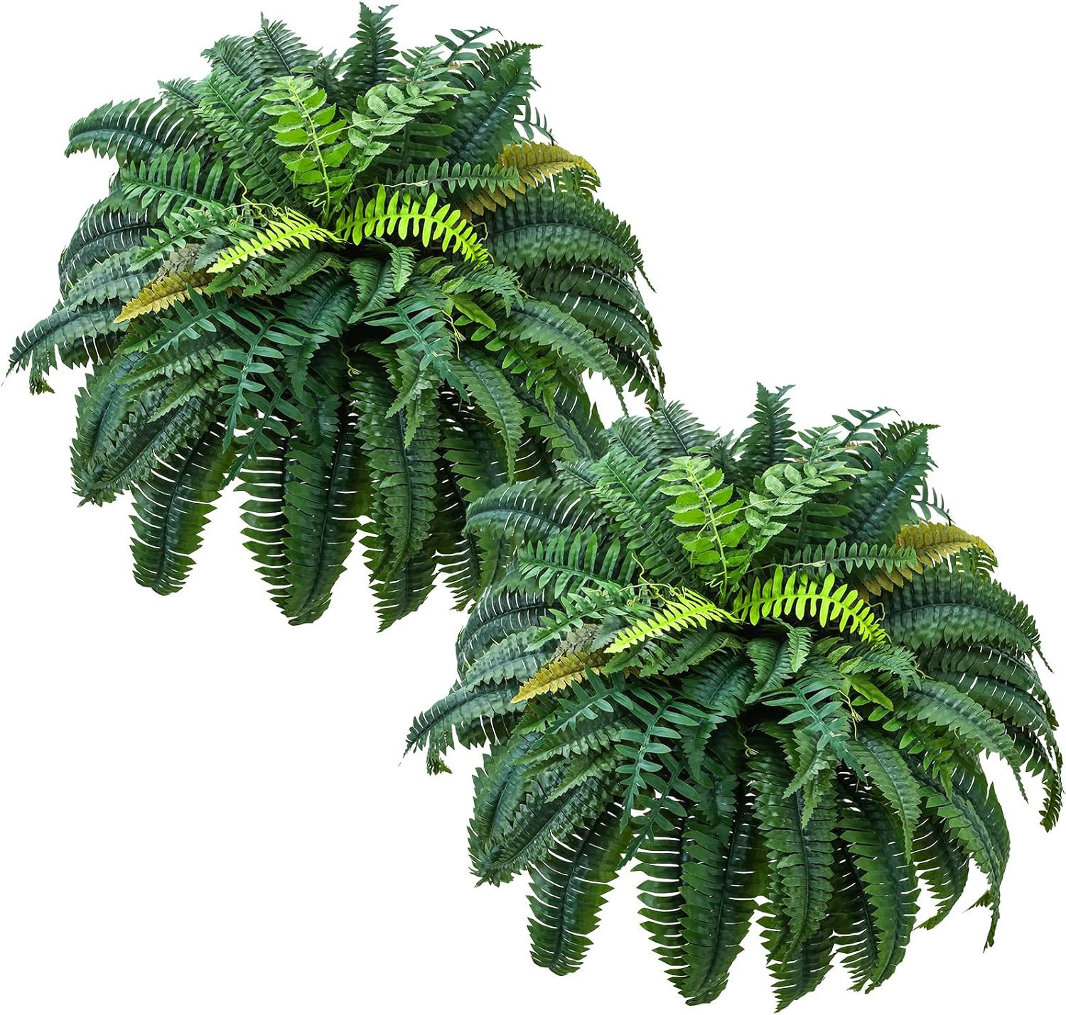 2 Pack 49” UV Resistant Artificial Boston Ferns for Indoor/Outdoor Decor