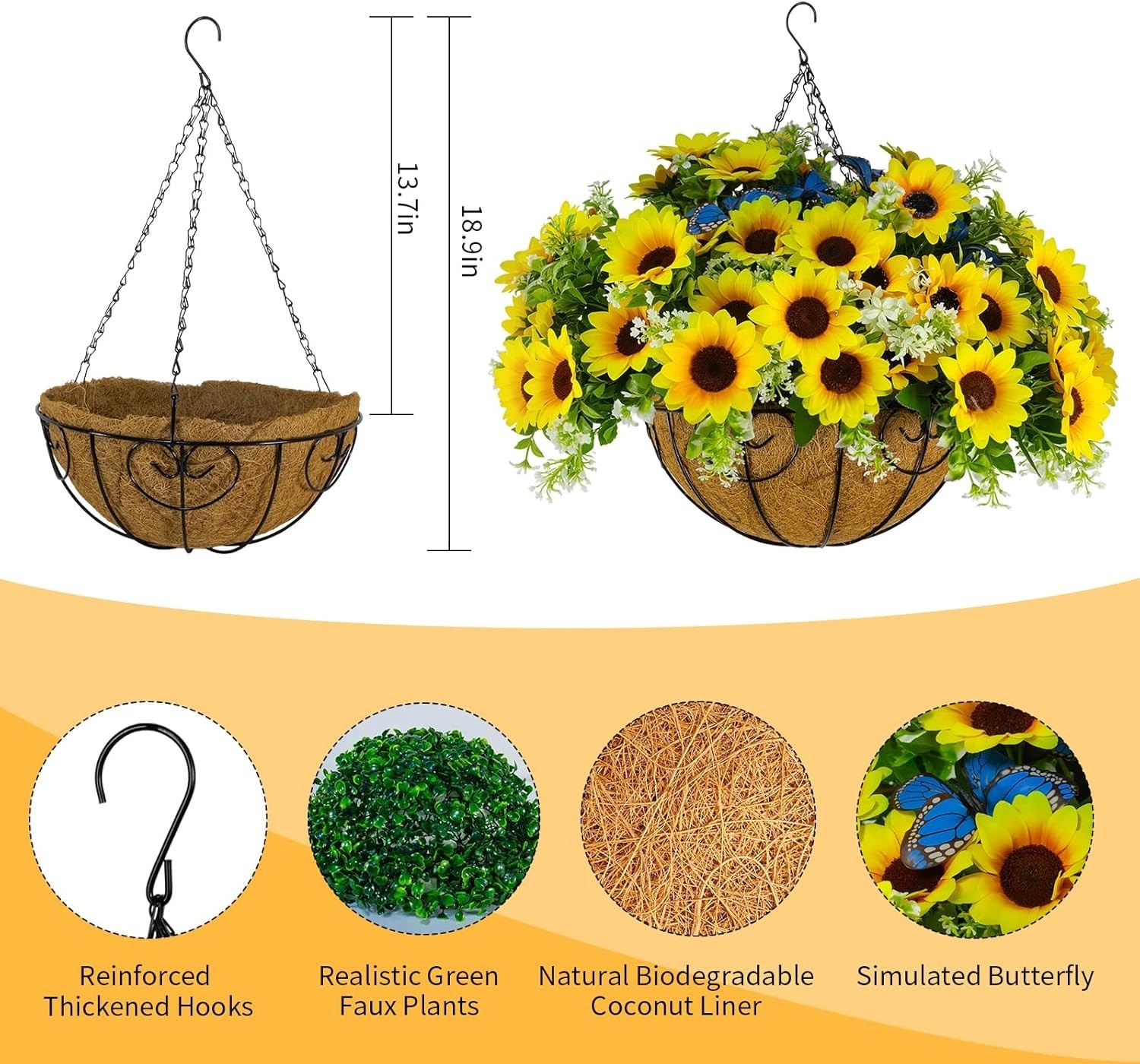 12 Bundles Faux Silk Sunflowers UV Resistant Look Real No Fade for Front Door Po