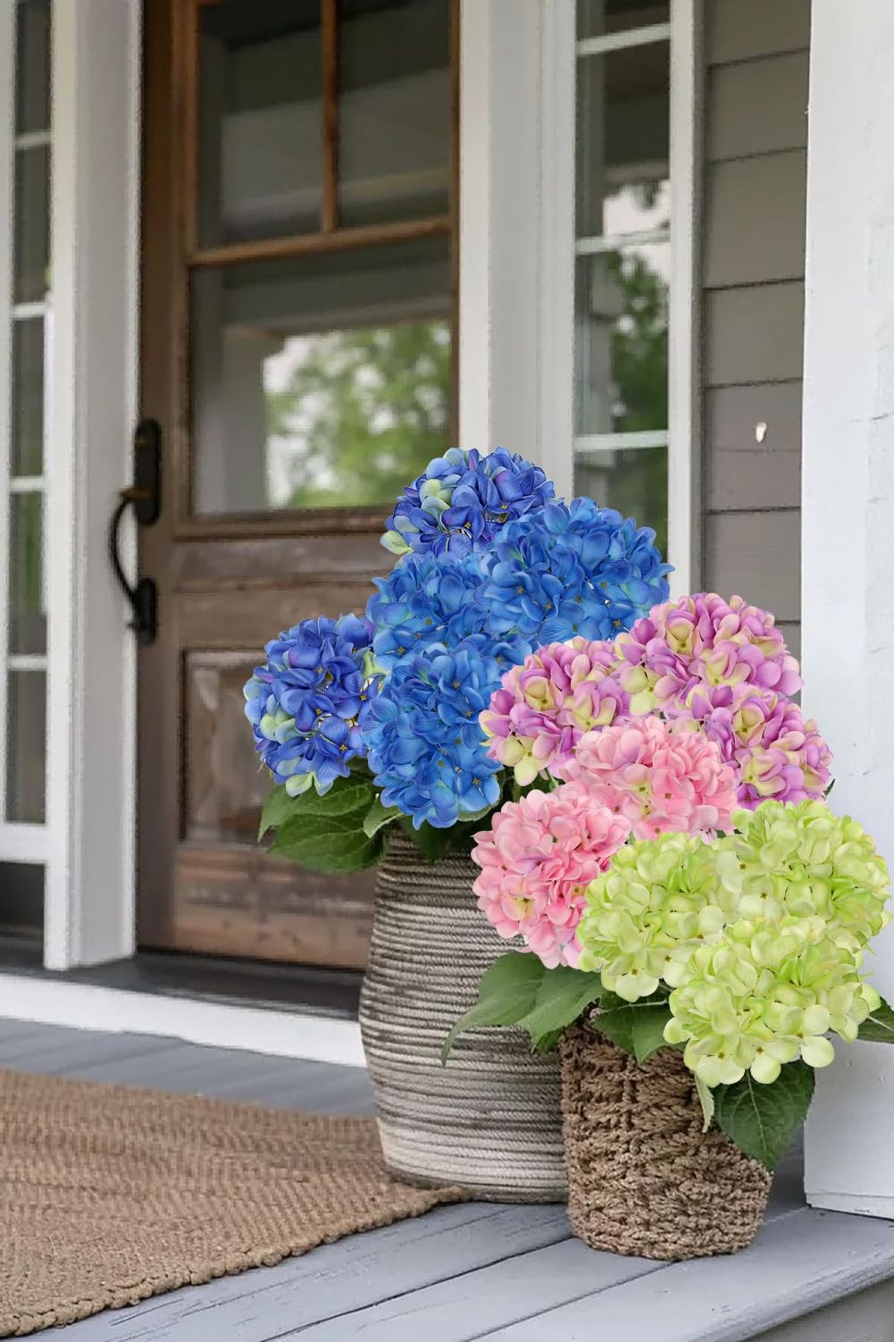 6 Pcs Blue Hydrangea Artificial Flowers Heads with Stems Silk Faux Hydrangea …