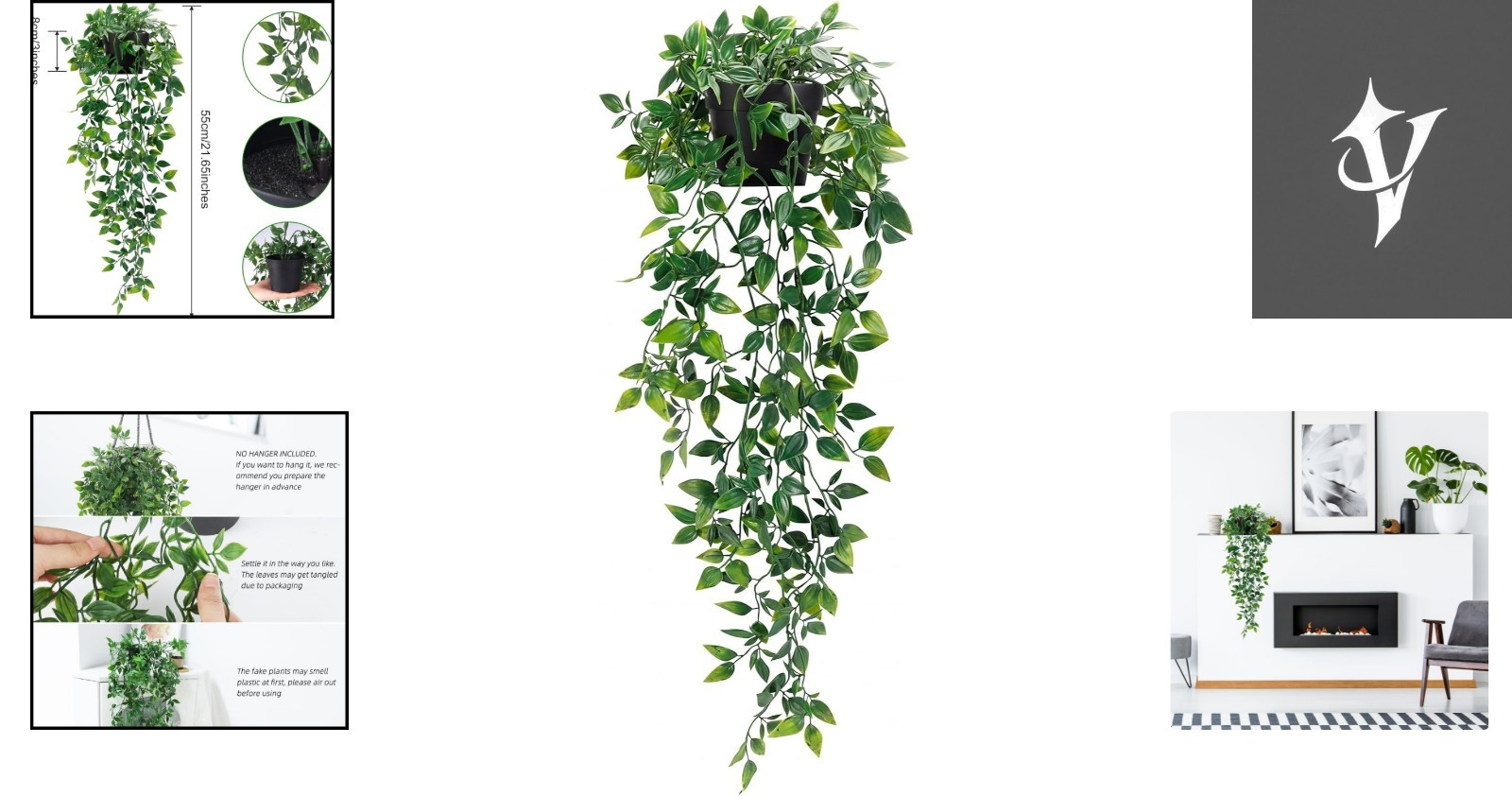 Elegant Artificial Hanging Plant for Indoor/Outdoor Aesthetic – 21.65″ Tall