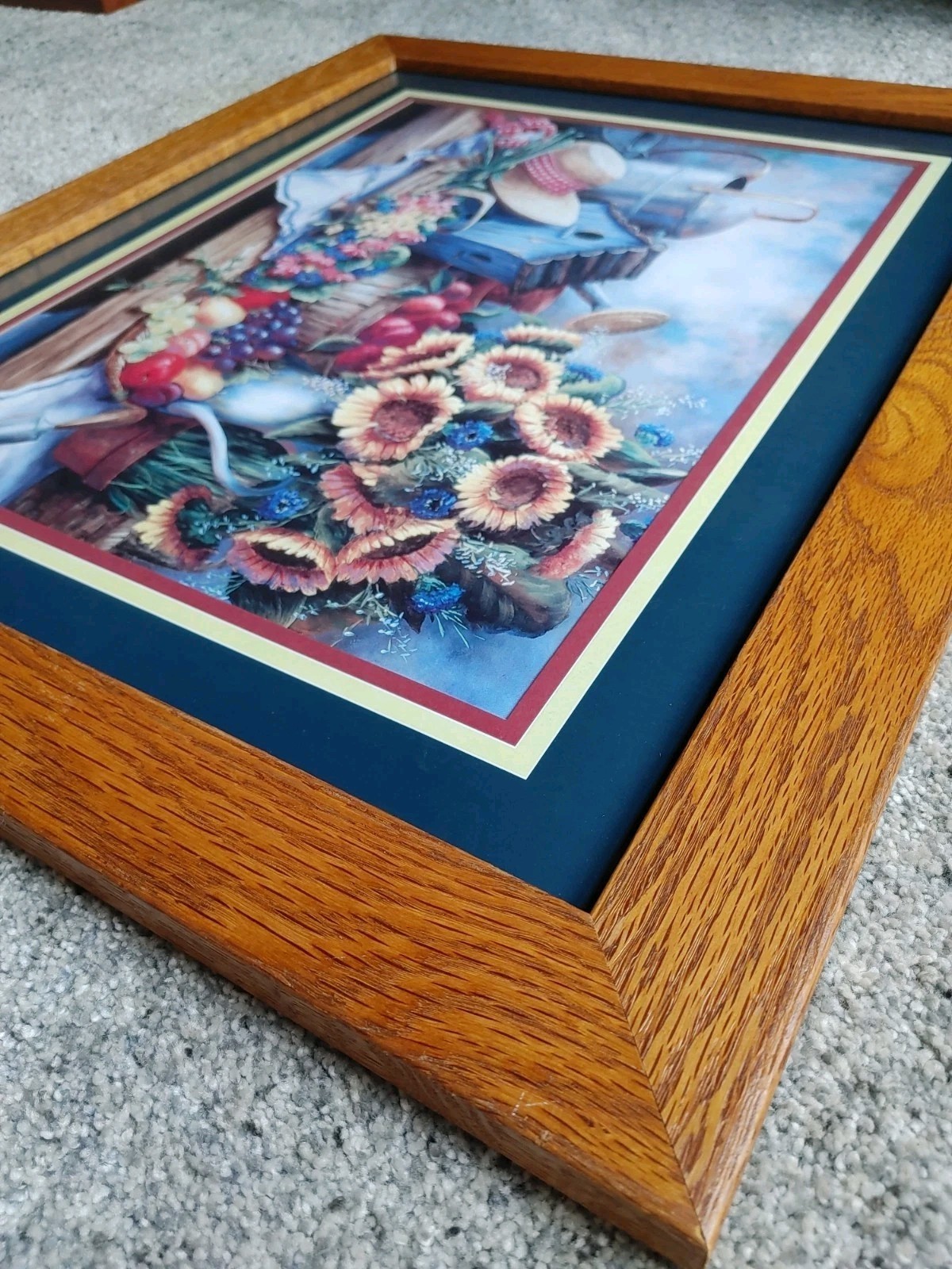 Country Birdhouse Framed Art Home Interiors & Gifts Solid Oak Frame 23”X19” 90s