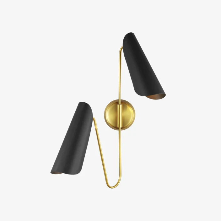 modern two-light wall sconce with matte black cone