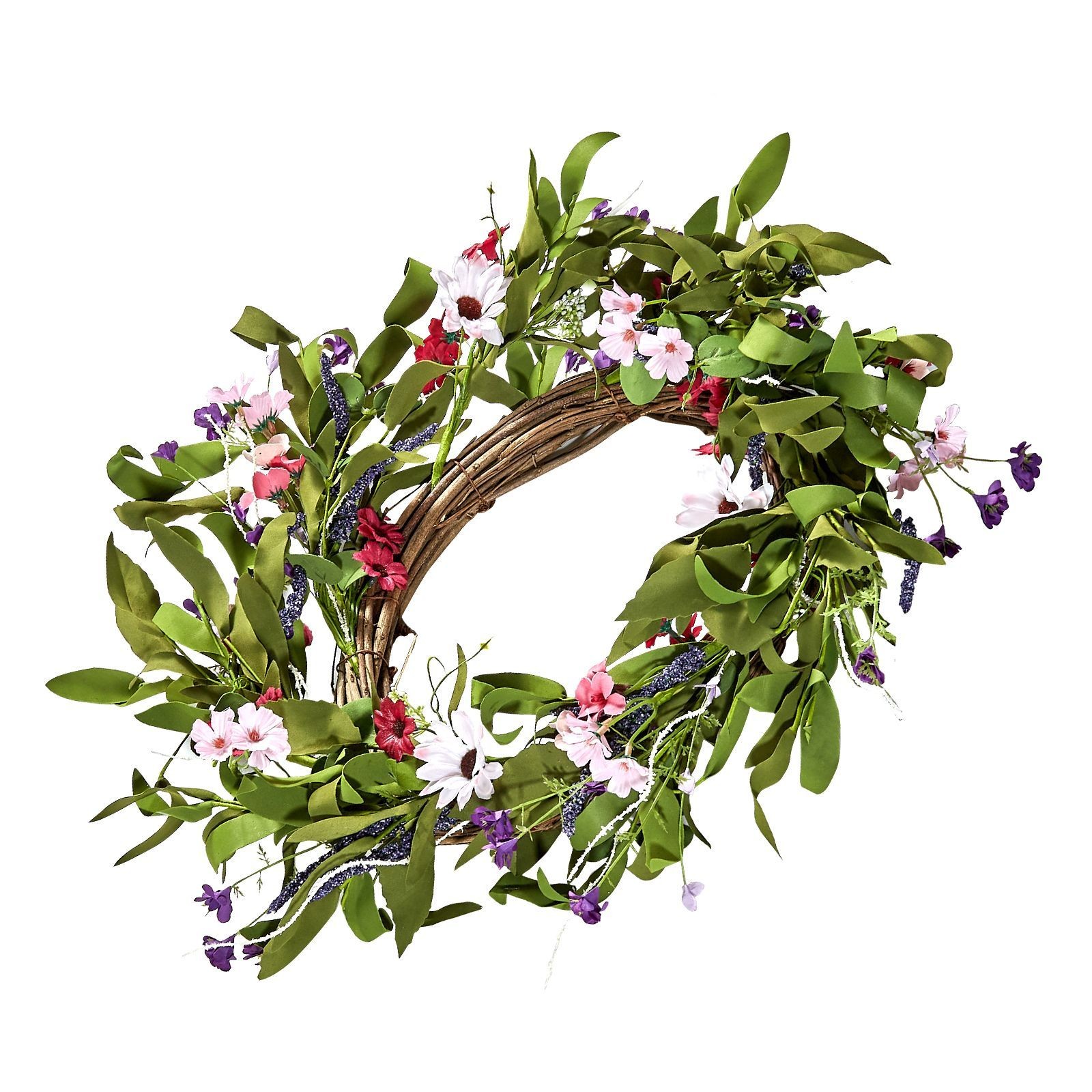 All Season Floral Wreath 22in Artificial Daisy Babysbreath for Home Wall Door
