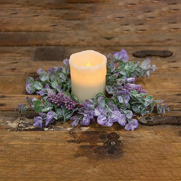 Lavender Eucalyptus With Seeds Candle Ring / Wreath 3.5″ Inner Dia Spring Floral