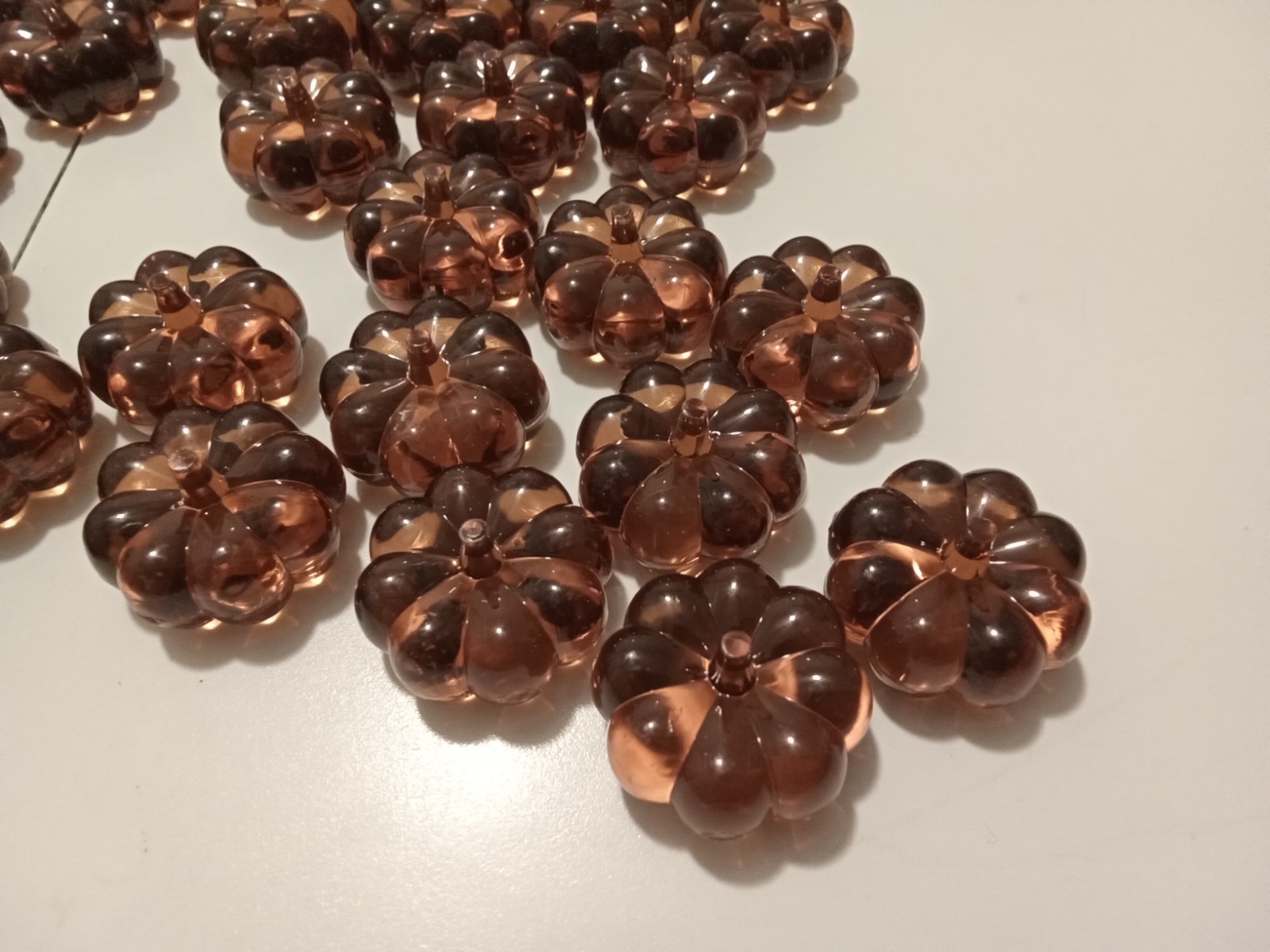 MINI PUMPKINS Orange Faux Glass Acrylic Table Scatter Filler 165 pieces