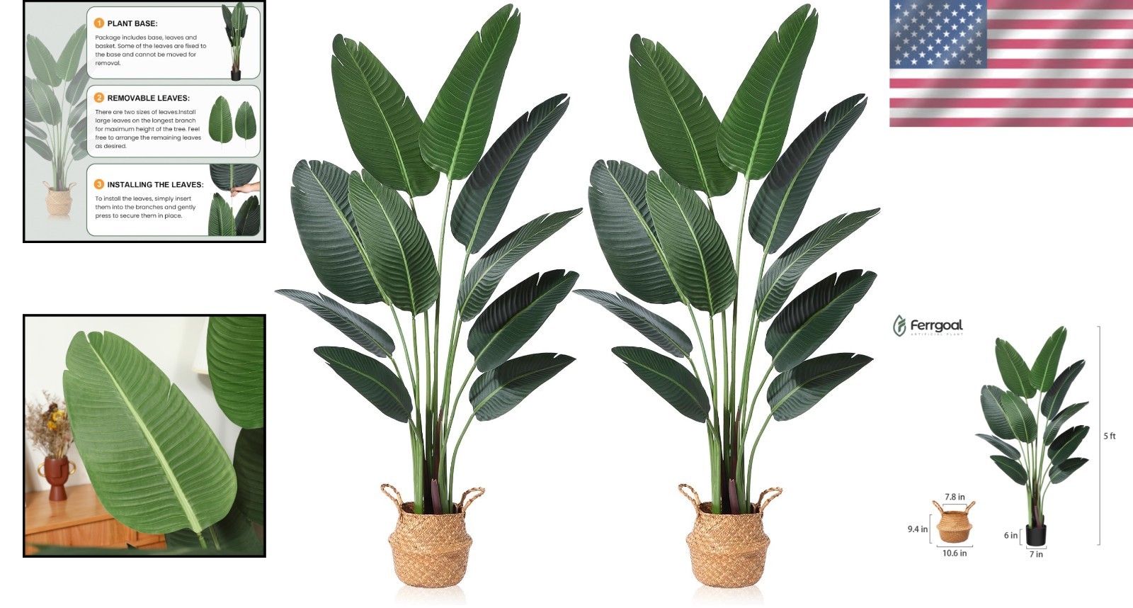 Artificial Bird of Paradise Plants in Basket