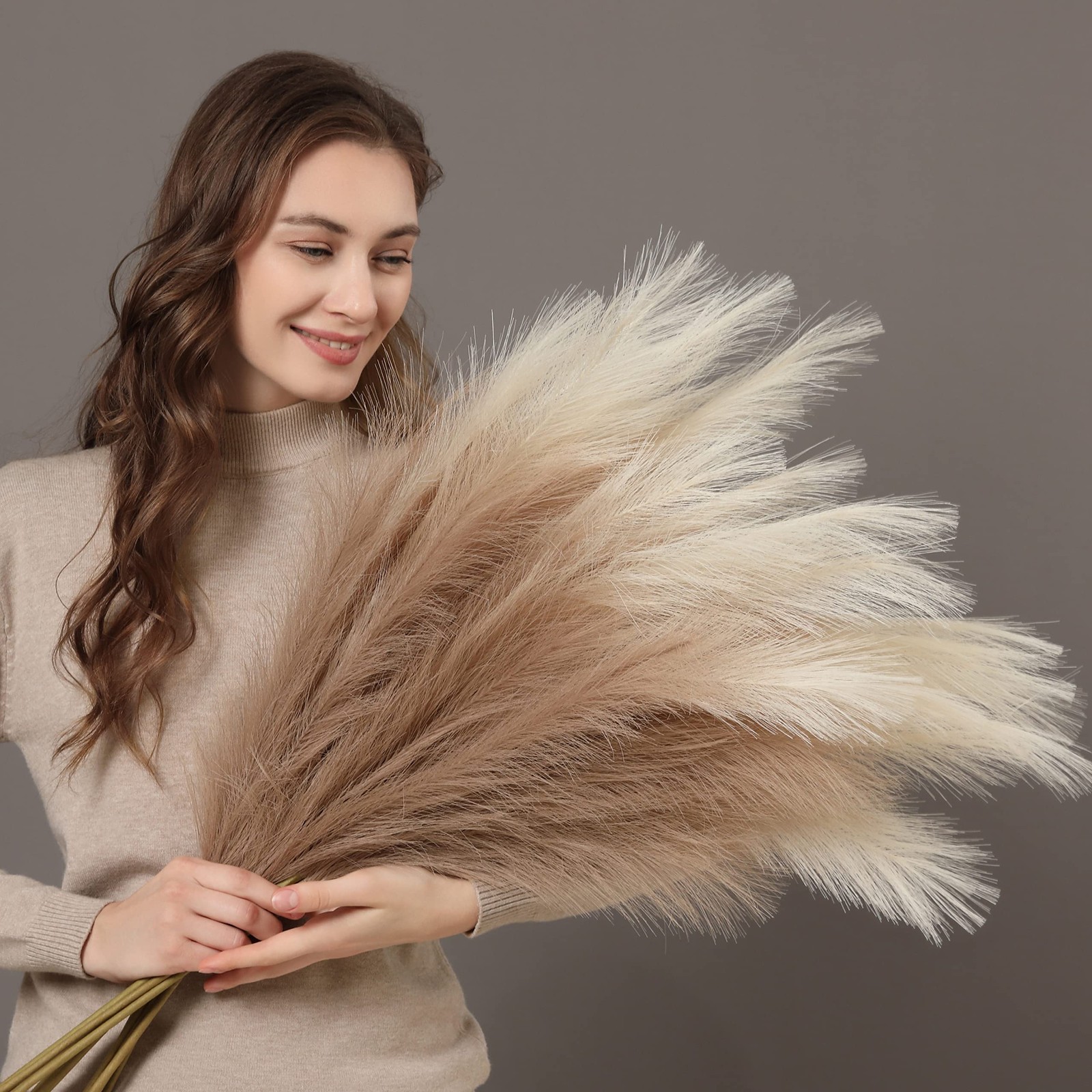 Faux Pampas Grass, 9PCS Pompas, Large Pompas Grass, 38” Tall Pampas Grass fo…