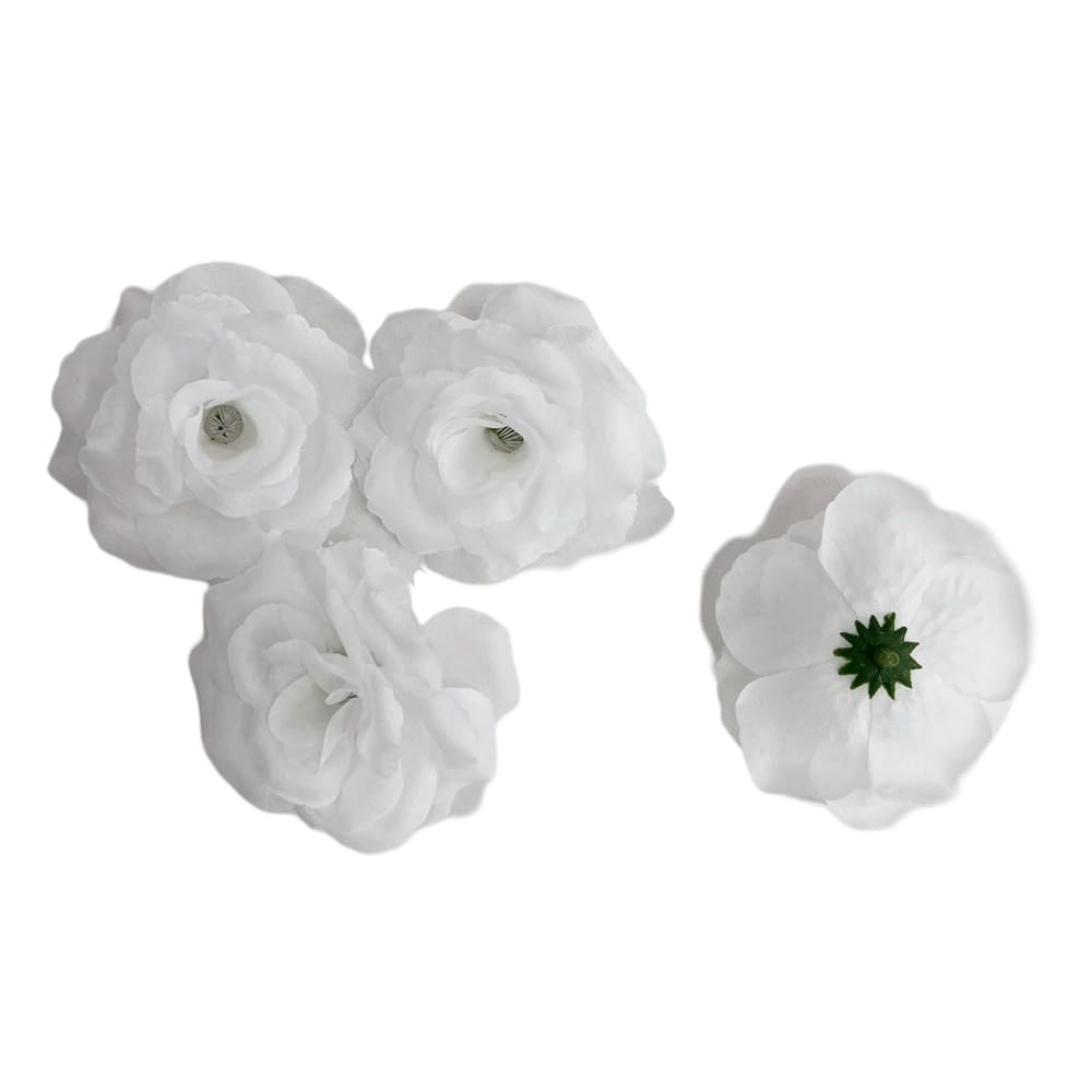 Artificial Rose Flower Heads 25 PCS 3 Inch Silk White DIY Decor Wedding Party