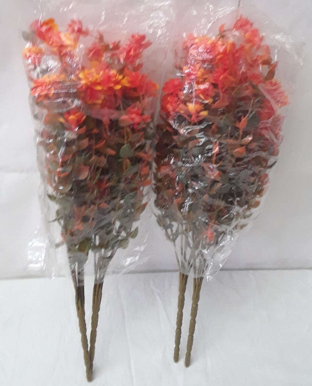 Lot of Four Dried Orange Flowers Decor for Home Deco Art Projects 12″ Bunch