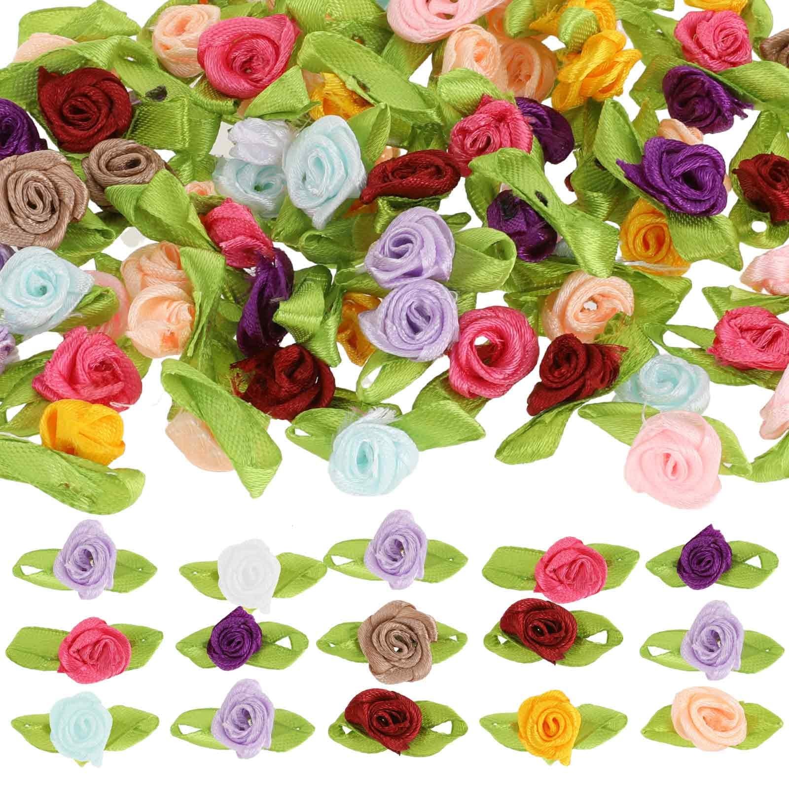 Mini Roses Craft Set – 100 Pcs Multicolor Satin Fabric Flowers for DIY Decor