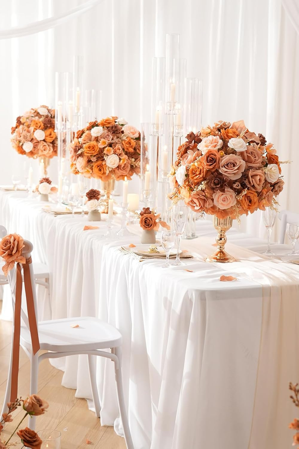 2Pcs 15” Autumn Artificial Flower Centerpieces for Weddings & Parties