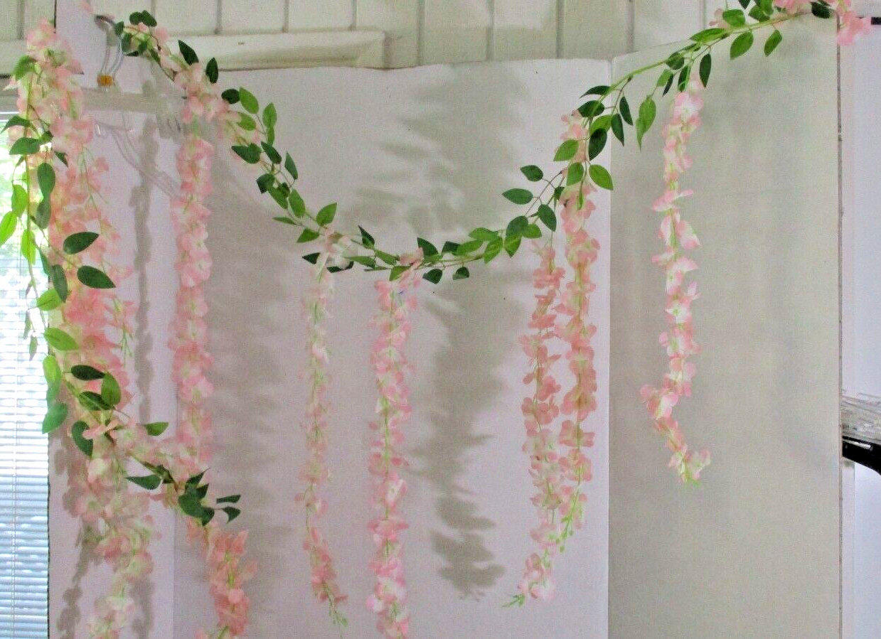 7.2 Feet HANGING PINK WISTERIA / DOGWOOD GARLAND VINES~ New in Package (tk)