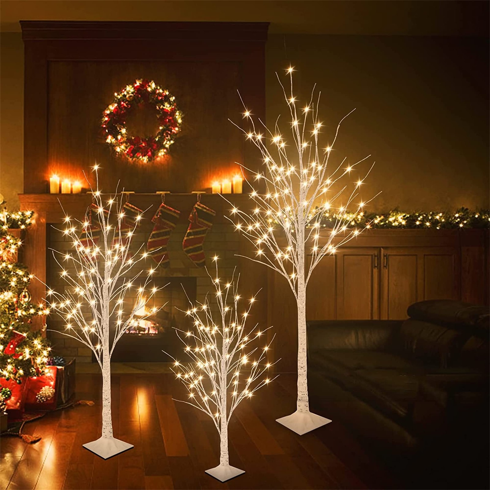LINKROMAT Lighted Birch Trees, 4FT 5FT 6FT48 56 96LED Prelit Birch Tree with …