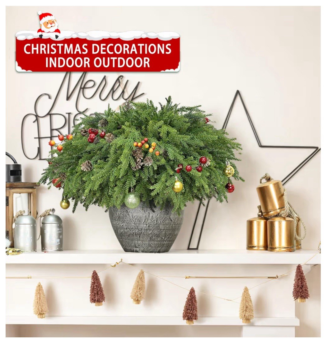 12pc Realistic Pine Branches Pinecones Christmas Greenery Decor Soft Bendable