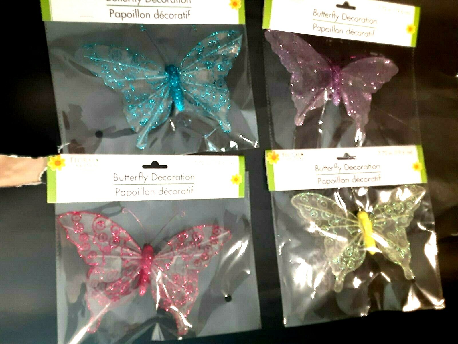 FLORAL GARDEN Butterfly Decoration Choose 1 from 4 Different Colors 7.72″