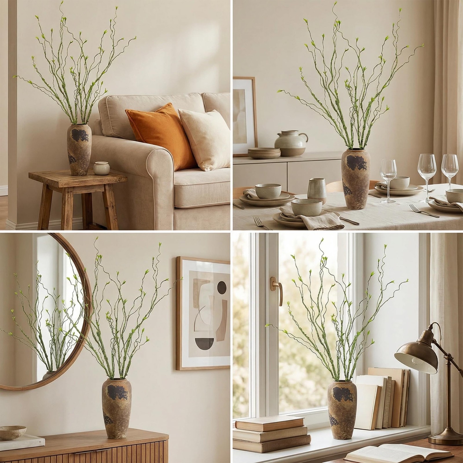 2 PCS Light Green 49 Inch Bendable Artificial Leaves Fake Hanging Plants