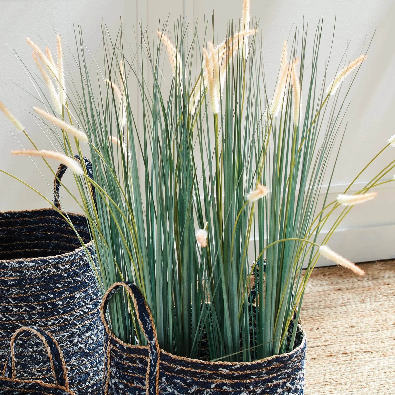 Modern Organic Tall Faux Field Grass Drop-In – 35” Green Accent