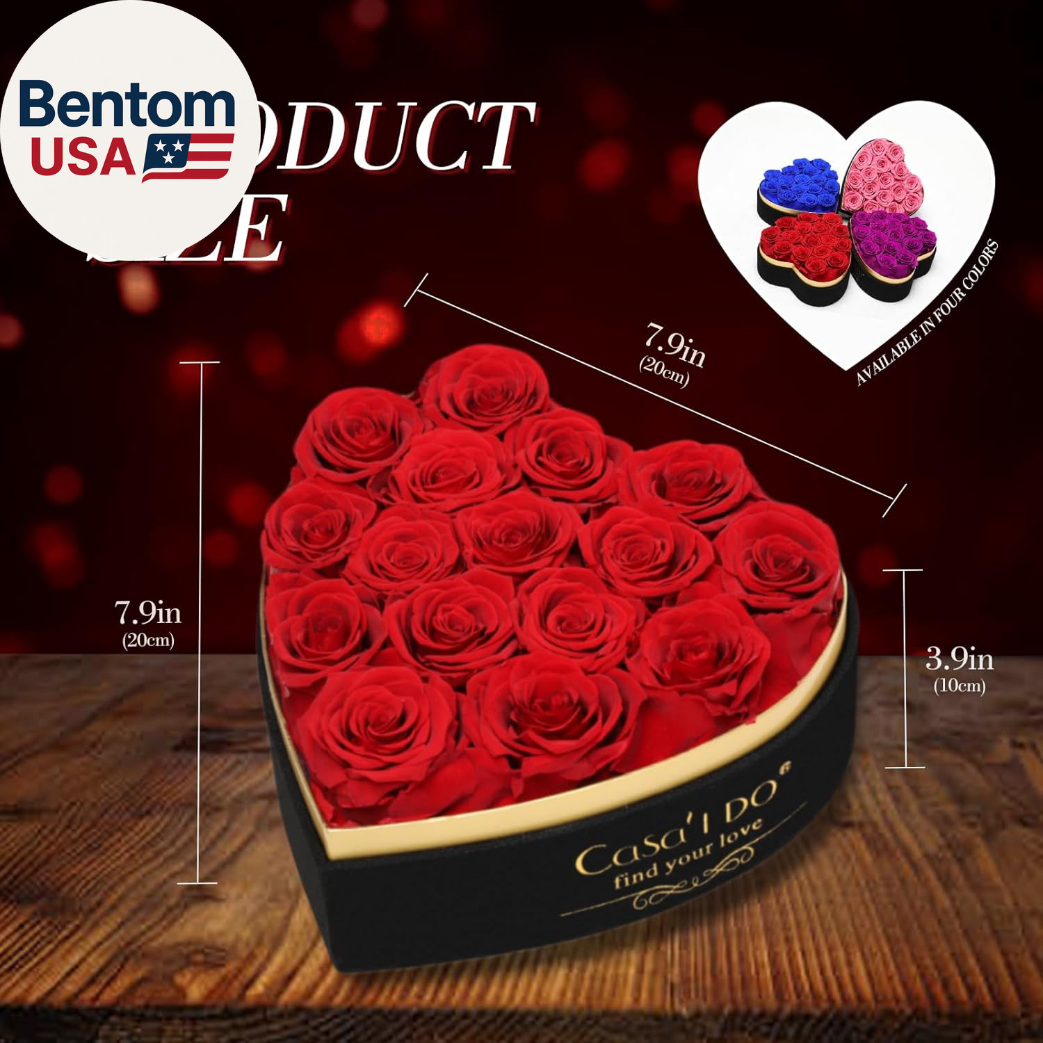 Preserved Roses Flowers for Delivery 16 Pcs, Forever Flores in Heart Box with Ne